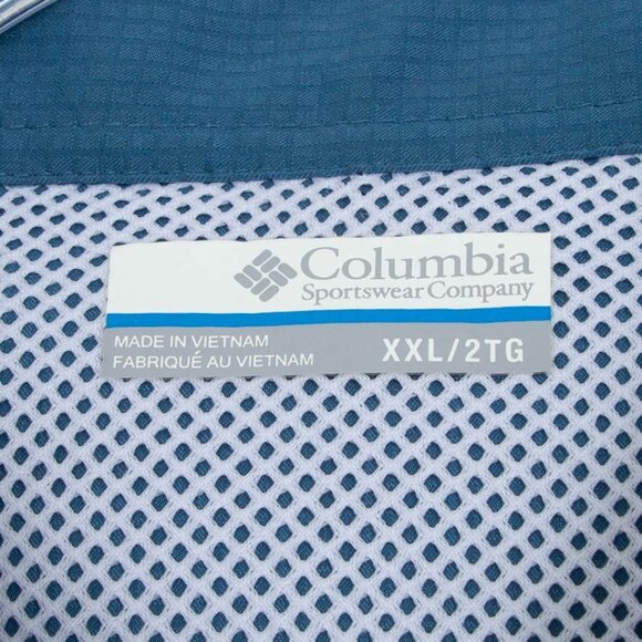 Columbia Mens PFG Omnishade Button Down Shirt Size XXL Blue Long Sleeve Fishing - Picture 5 of 9